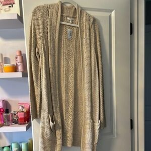 Maurices Tan Open-Front Cardigan